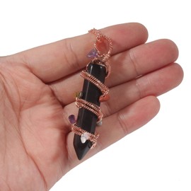 Lovionus89 7 Chakra Stone Handmade Wire Wrapped Reiki Crystal Dot Pendant Charm Necklace for Women Men, Stone, No Gemstone