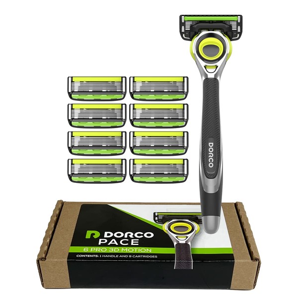Dorco Pace 6 Pro 3D Motion Razor System - 1 Handle + 9 Cartridge Set