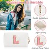 Bolsa de maquillaje con parche inicial personalizada, bolsa de chenilla