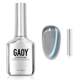 GAOY Blue Glassy Cat Eye Gel Nail Polish, 16ml Holographic Glitter Jelly Nail Polish with Magnet, Reflective Translucent UV Gel for Manicure Art DIY, 3331 Azure Aurora