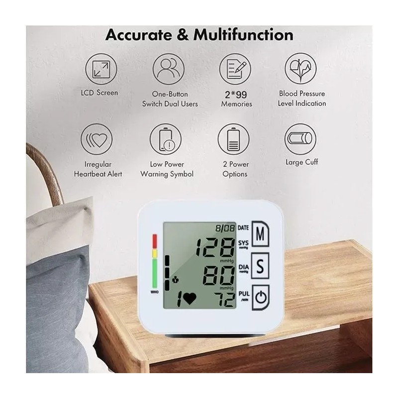 Manmetro Digital Presin Arterial Monitor De Mueca Blanco