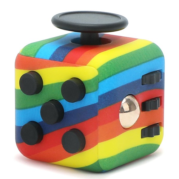 ZCOINS Rainbow Fidget Cube with 6 Sides Stress Relief Fiddle