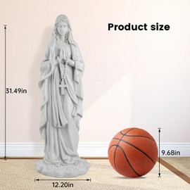 VChymm Virgin Mary Praying Statue 31.49 Inch Tall Outdoor Garden Religious Garden Statue Mary Statue Outdoor Yard Patio Deck Home Entryway Hallway Sculpture Magnesium Oxide Stone （White Virgin Mary）