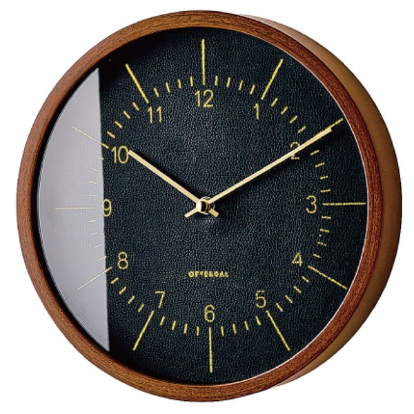 INTERFORM INC. Blindhef CL-3354BK Interform Wall Clock, Leather, Black, Radio Clock, Synthetic Leather, Diameter 1.0 x Depth 2.0 inches (25 x 5 cm), Brandef