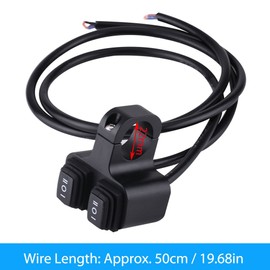 Motorcycle Handlebar Switch, 7/8" 22mm 12V 16A CNC Aluminum Alloy Motorcycle Handlebar Mount Headlight Spotlight 3 Way On/Off Dual Switch Fits 7/8" Handlebars