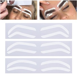 PMU DREAM 24 Pairs Airbrush Eyebrow Stickers Eyebrow Auxiliary Sticker Shape Tape Tattoo Brow Border Shaping Guide Stencils For Brow Tinting (2 Bags PVC Type), white