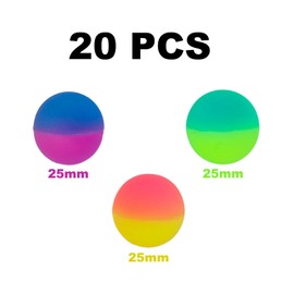 XIASHENG Pack of 20 Colourful Rubber Balls, 25 mm Bouncy Balls for Children, Springball, Rubber Ball, Bouncy Ball for Children, Party Bags, Children's Birthday, Suitable for Children's Gift,
