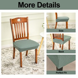 CRFATOP Waterproof 4pcs Dining Chairs Seat Covers with Soft Bench Chair Cover Stretch Kitchen Chair Slipcover Washable Seat Cushion Slipcover Protector for Hotel Ceremony Banquet Wedding,Green