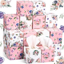 Yaomiao 24 Packs tissues cube boxes 1920 Sheets Facial Tissues Bulk Floral Paper Tissue Boxes 80 Tissues Per Box 2 Ply square tissue paper for Car Household Toilet Bedroom School Family Office Travel
