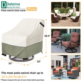 Dalema Outdoor Swivel Lounge Chair Cover 2 Pack,Heavy Duty 100% Waterproof Patio Swivel Chair Covers,Weatherproof Furniture Protective Cover for Lawn/Garden Swivel Chair(33" L x 35" W x 38.5" H,Beige)