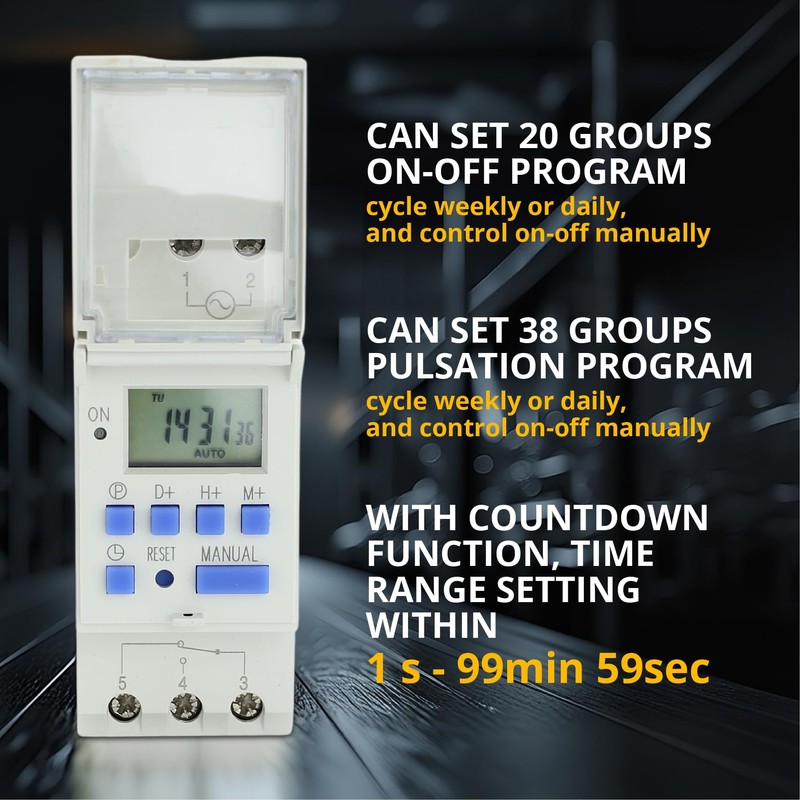 Shopcorp Programmable Timer Relay, HD Display, High Precision, Smart Chip,