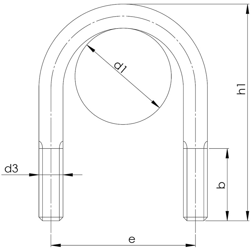 Design61 4x U-bolt DIN 3570 round steel shackle M10 x