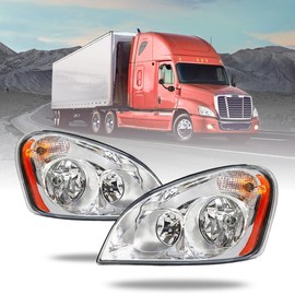 Easyinst Freightliner Headlights for Cascadia 2008-2017,Replacement Headlamp DOT and SAE Approved (Silver, Pair Set)