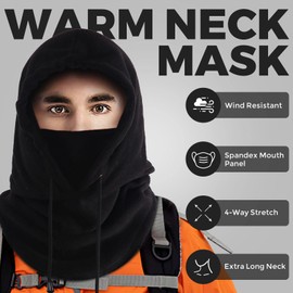 AURUZA Multifunctional Tactical Heavyweight Balaclava Face Mask Ski Mask Motorcycle Mask for Cycling Ski Winter Warm (S-M, Black 1), black 1