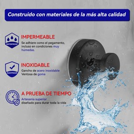 Ganchos Ventosa De Succión Colgador Toalla Baño Cocina Pared Sin Taladro De Pared Para Ventanas De Baño Puertas De Cristal Paredes (4, Negro)