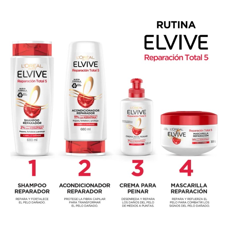 Loral Paris Elvive Acondicionador Reparacin Total 5 370ml