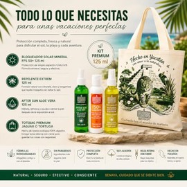 Kit Playa Completo 3x125 ml Bemaya  Protector Solar Mineral FPS 50  Repelente Natural sin DEET  After Sun Aloe Vera  Incluye Tote Bag Ecolgica  Viaje 