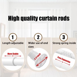 Tension Rod For Clothes Extendable Curtain Pole No Drill Adjustable Shower Curtain Pole for Shower Curtain,Bathroom, Kitchen, Closet Door