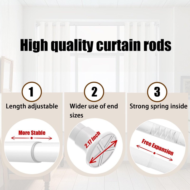 Tension Rod For Clothes Extendable Curtain Pole No Drill Adjustable