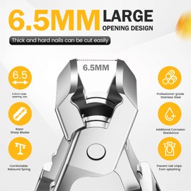 BEZOX Nail Clippers with Catcher - Toenail Clippers with Wide Open Jaw and Bionic Cicada Inspired Shape, Portable Toenail Clippers for Thick Nails with Protective Case