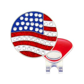 Navika U.S. Flag Round Crystal Golf Ball Marker - ADD Some Bling to Your Game!
