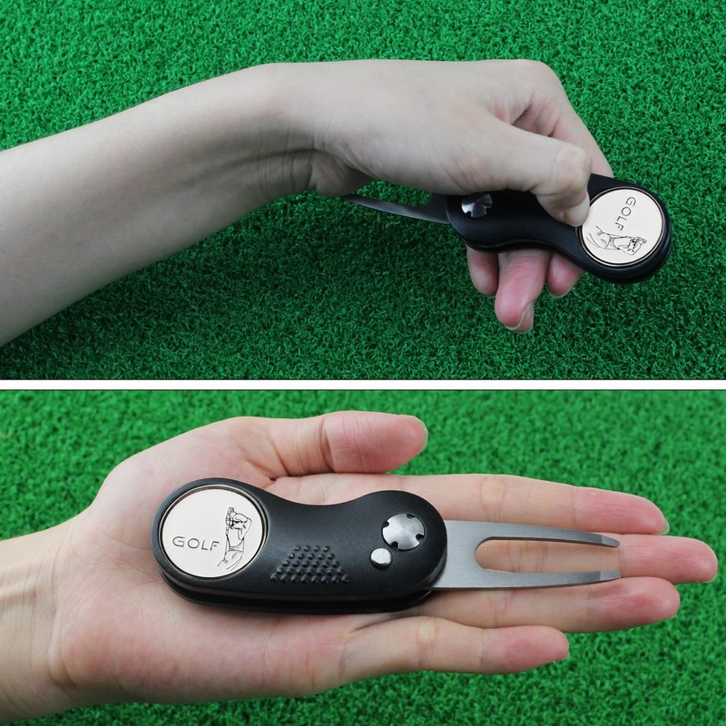 KOFULL Pitch Mark Repair Tool+2 Ball Maker+Clip Golf Pitch Mark