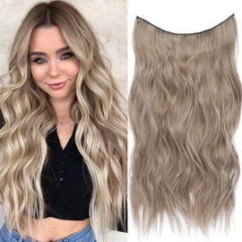 Xtrend 20Inch Invisible Wire Hair Extensions with Transparent Wire Adjustable Size Secure Clips Natural Straight Secret Miracle Hairpiece 88H86#