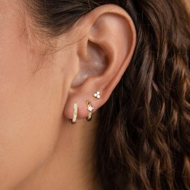 FICXOR Gold Stud Earrings for Women,Dainty Gold Earrings Set 14K Gold Plated Hoop Earrings Cute Flat Back Cartilage Earrings Hypoallergenic Small Diamond Stud Earrings for Women Trendy Gold Jewelry