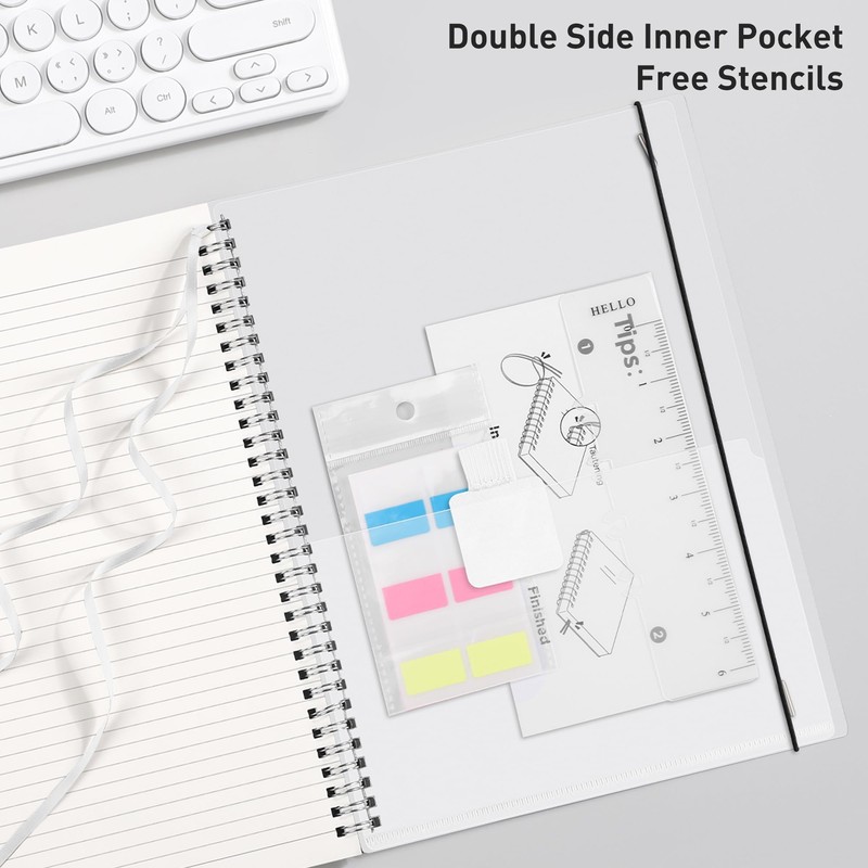 RETTACY Notebook B5 Lined, Lightweight Ring Binder, Diary 70 Sheets