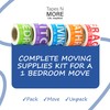 250 Home Moving Labels for 1 Bedroom — 5 Color-Coded