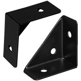 12 PCS Triangle Corner Brackets,Angle Support for Furniture Fastening (Black)