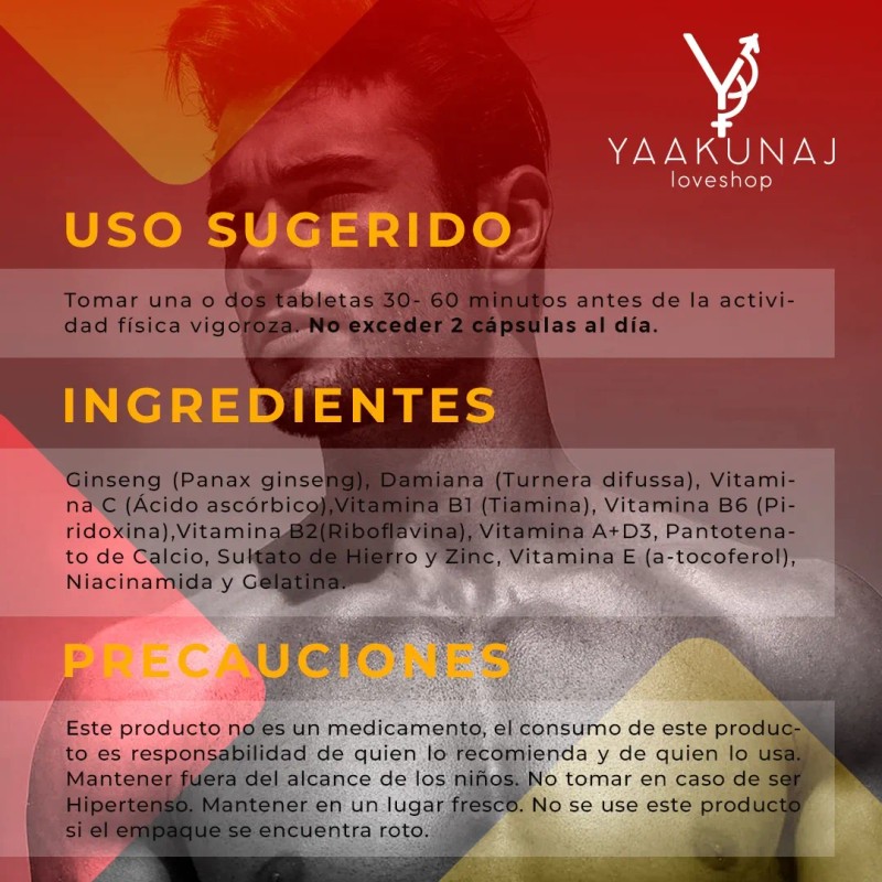 Energía Masculina Yaakunaj Firme Hold Tabletas 500mg Natural