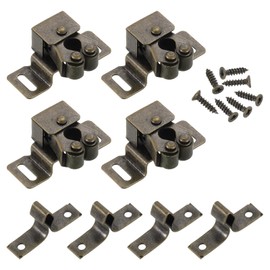 sourcing map 4Pcs Cabinet Latch Double Roller Catches, Lock Stop Catch Clamp Cabinet Closer Magnetic Closure Hardware for Cabinet Kitchen Closet Door, Bronze