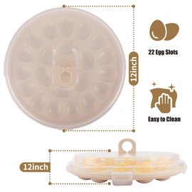 HAKSEN Deviled Egg Tray with Lid, Deviled Egg Platter Brown Egg Carrier 22 Slots for Refrigerator Home Kitchen Camp