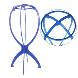 BIUDECO Wig Stand Holder Blue Adjustable Display Hanger for Wig Types Portable Travel Accessory for Hair Styling and Storage