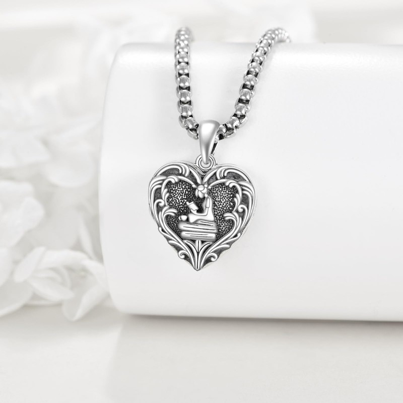 HKPATOP Heart Locket Necklace That Holds Pictures 925 Sterling Silver