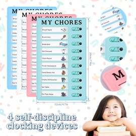 4 Pcs Checklist Chore Chart, Sliding Routine Chores Chart for Kids, Plastic Checklist Board with 10 Blank Cardboard, Detachable To Do List Task Board Reusable Rv Checklist