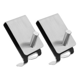 SEWACC 2pcs Stainless Steel Over Door Towel Hooks for Shower Doors Heavy Duty Dual Hook Hanger for Bathroom Accessories for Towels Robes Space Saving Organization