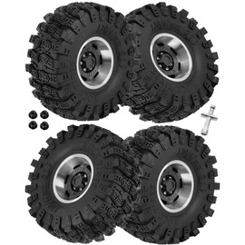 RcarmubWow RC 1.9" Beadlock Tires for 1/10 RC Crawler TRX4 TRX6 SCX10 90046 AXI03007 VS4-10 Gen8 MST CFX D90,1.9 Beadlock Wheels 1.9 Beadlock Tires 120 * 47mm Soft Rubber Tires,4pcs,Black