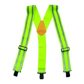 MELOTOUGH Tool Belt Suspenders Reflective Safety Suspenders With Fully Elastic 2 inch Wide Y back Heavy Duty Suspenders, Lime Green, one size fits most