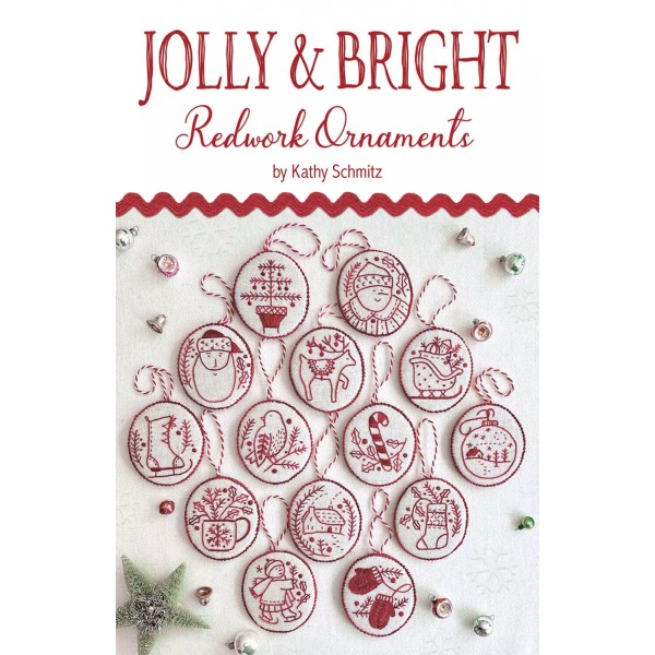 Kathy Schmitz Jolly & Bright Redwork Ornaments Pattern by Kathy