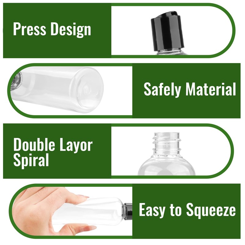 rietegio 10PCS 100ml Plastic Bottles Clear Mini Travel Containers with