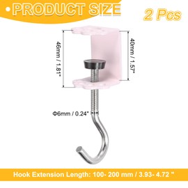 PATIKIL Desk Hook, 2Pcs Desk Mount Bag Holder Hook Cat Claws J Hooks for Hanging Bag Backpack Under Desk Clamp Purse Adjustable Headphone Table Closet Door Under Counter, Pink