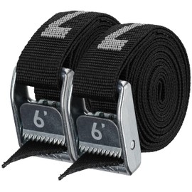 NRS 1" Heavy Duty Tie Down Strap | 2 Pack Stealth Black 6ft | Cargo Roof Rack Strap for Vehicle, Trailer, Kayak, Moving | 500 lbs. Working Load | 1,500 lbs Breaking Strength
