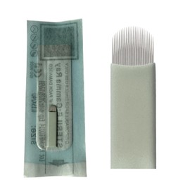 30pcs White Microblading Needles U24 Nano .15mm Professional Microblade for Precise and Natural Hair Strokes Agujas Microblading 24U (White U24-0.15mm)