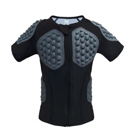 Football Protective Padded Shirts, Compression Shock Guard Shirt for Goalkeeper, Soccer Goalie, Contact Extreme Sports (Black YM)