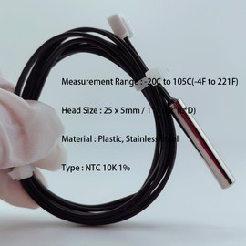 5Pcs 10k NTC Thermistor Probe 1 M, 10k 3950 NTC Thermistor Temperature Sensor Probe, Stainless Steel NTC 10K Temp Sensor Probe use for Water Dispenser/Refrigerators/Freezers,etc.