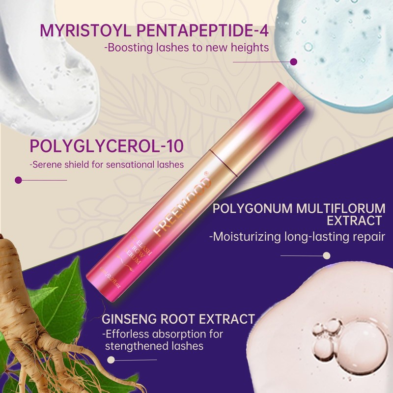 FREEMOOD Eyelash Growth Serum,2-In-1 Lash and Eyebrows Booster For Fuller,