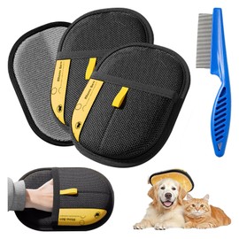 3pcs Pet Hair Remover, Electrostatic Pet Hair Removal Gloves, Reusable Cat & Dog Hair Remover for Couch, Furniture, Carpet, Curtain, Upgraded Animal Fur Removal Tool, Cat Grooming Gloves