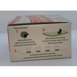 Made for retail Ski Drinking Kit 4 Shot Glasses W Cardboard Holder And 4 Adhesive Pads